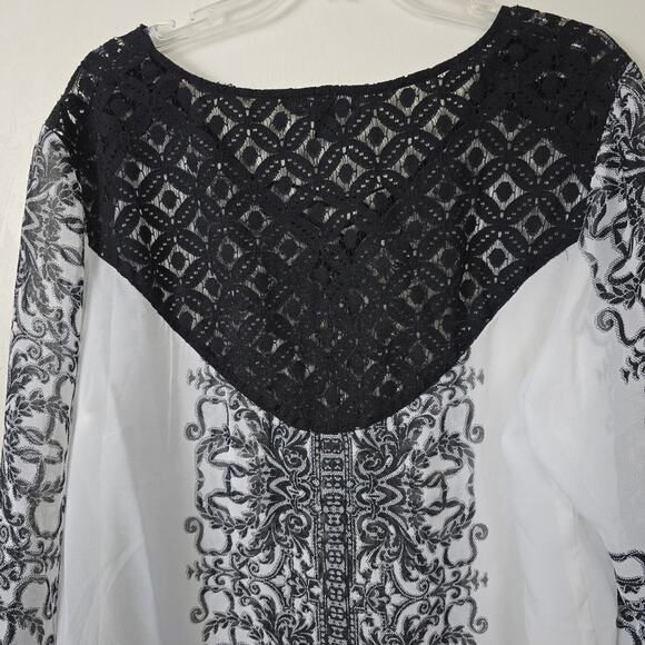 Roz & Ali Black Whimsigoth Dark Fairy Semi Sheer Glam Flowy Tunic Bohemian 2X - Picture 9 of 14